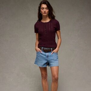 AE Henley Pointelle Sweater T-shirt